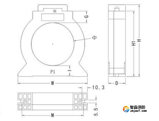 閉口式，圓孔100A-630A外形尺寸圖